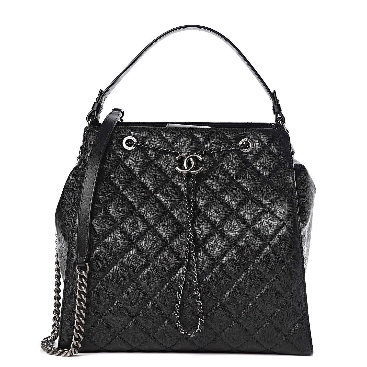 Chanel Caviar Quilted Large CC Bucket Bag Black 1 of 10