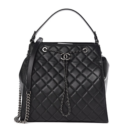 Chanel Caviar Quilted Large CC Bucket Bag Black 1 of 10