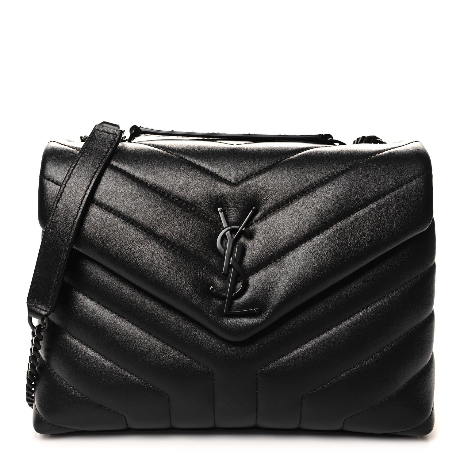 Saint Laurent Calfskin Y Quilted Monogram Monochrome Small Loulou Chain Satchel Black 1 of 10
