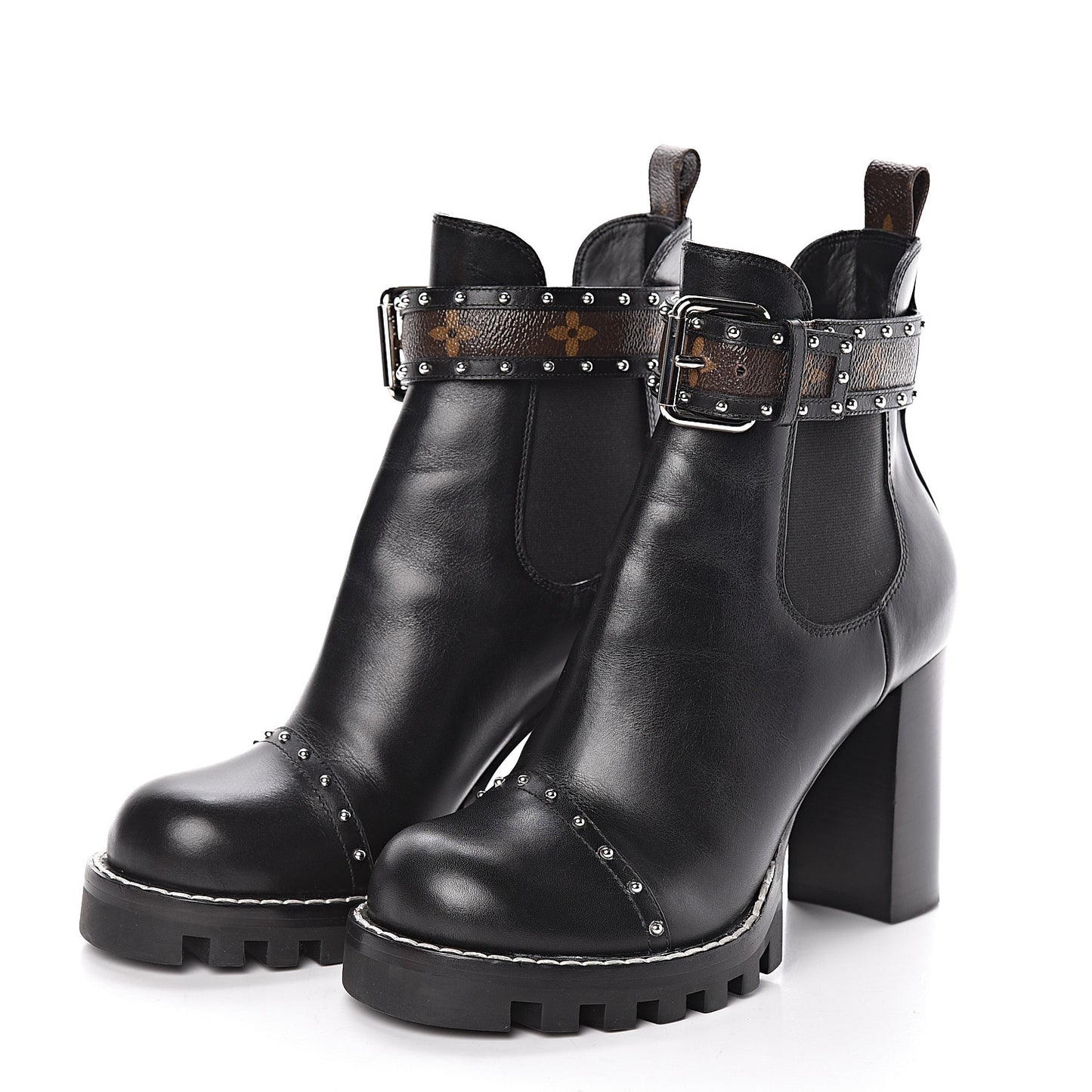 Calfskin Monogram Star Trail Chelsea Ankle Boots 39 Black