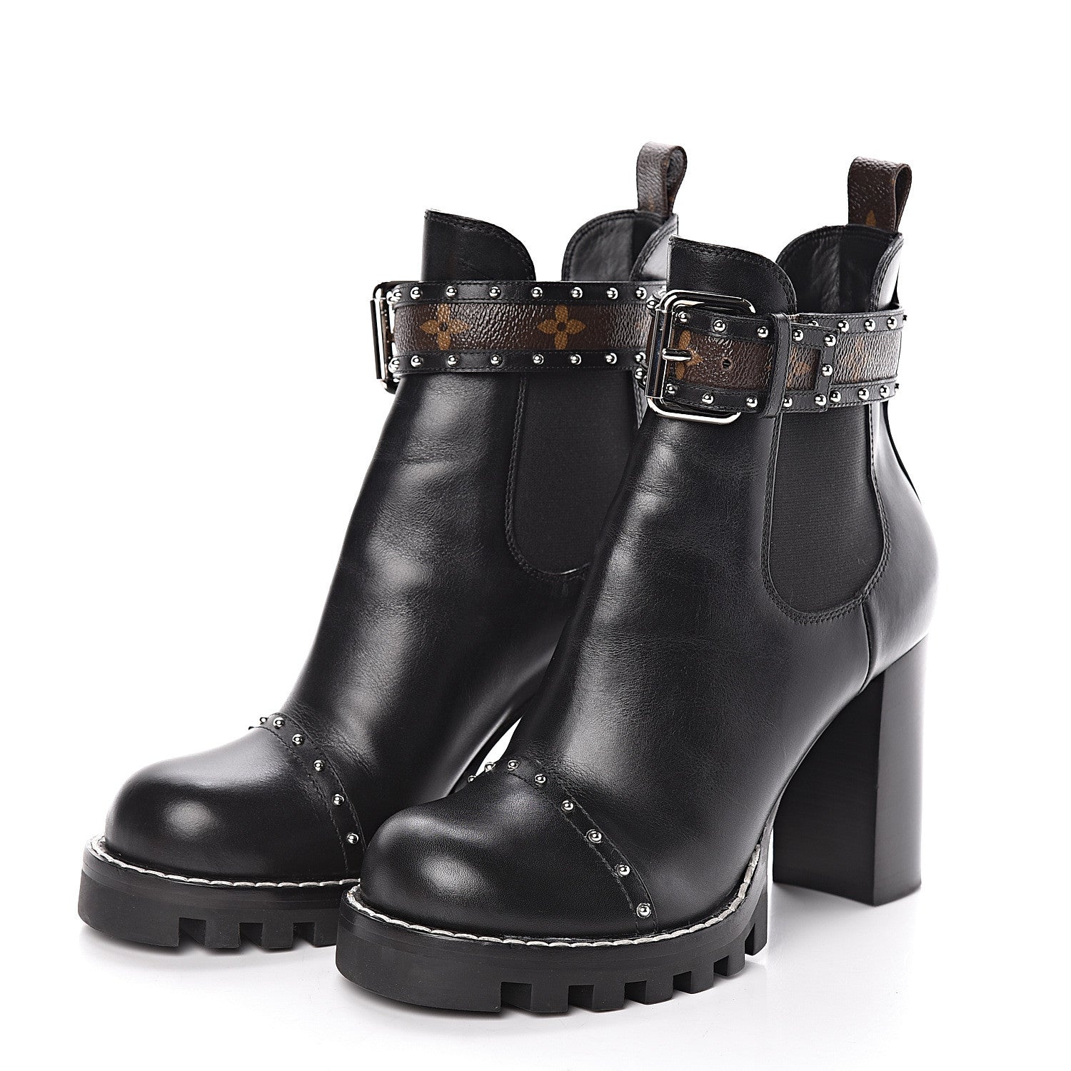 Louis Vuitton Calfskin Monogram Star Trail Chelsea Ankle Boots 39 Black 3 of 8