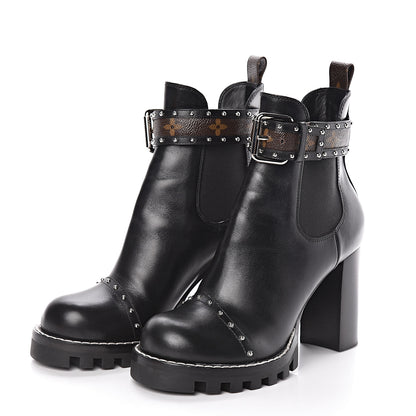 Louis Vuitton Calfskin Monogram Star Trail Chelsea Ankle Boots 39 Black 3 of 8