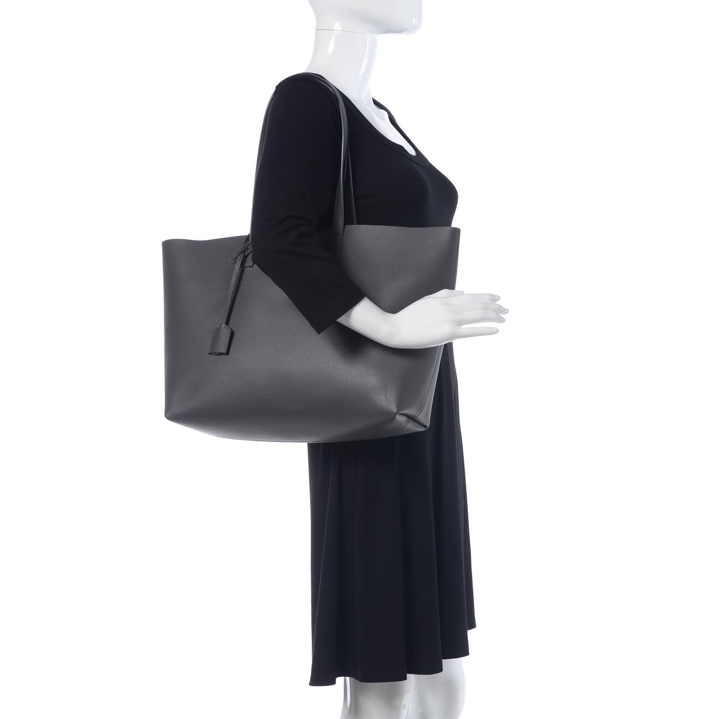 Calfskin Large Shopping Tote Dark Grey