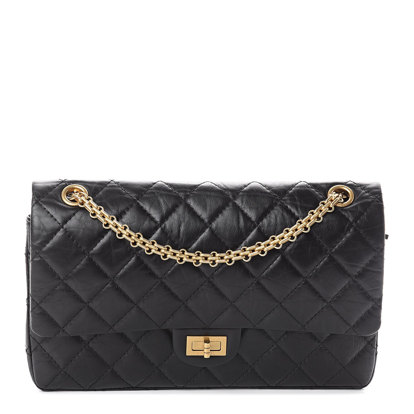 Aged Calfskin Quilted 2.55 Reissue 226 Flap Black