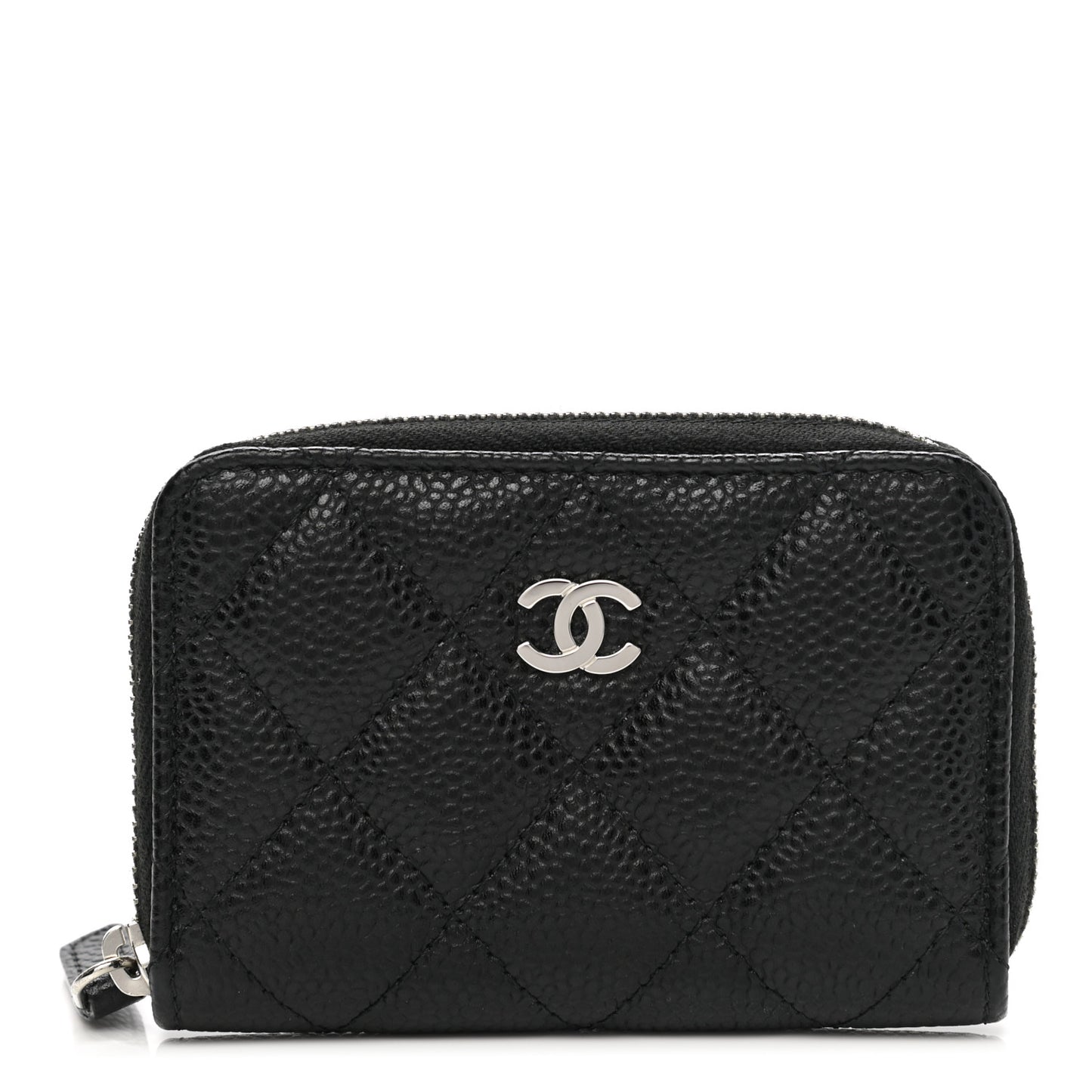Caviar Quilted Zip Coin Purse Black