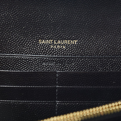 Saint Laurent Grain De Poudre Matelasse Chevron Monogram Flap Wallet Black 6 of 11