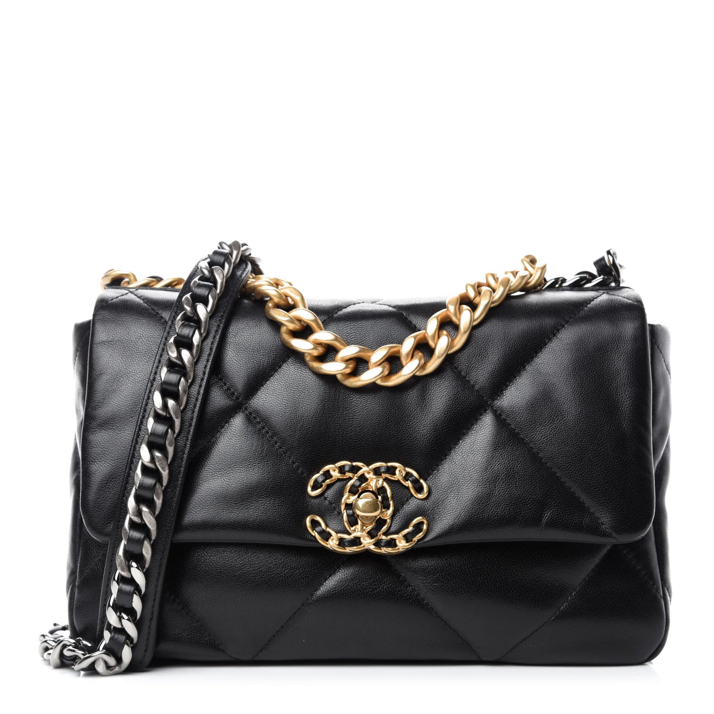 Goatskin Quilted Medium Chanel 19 Flap Black