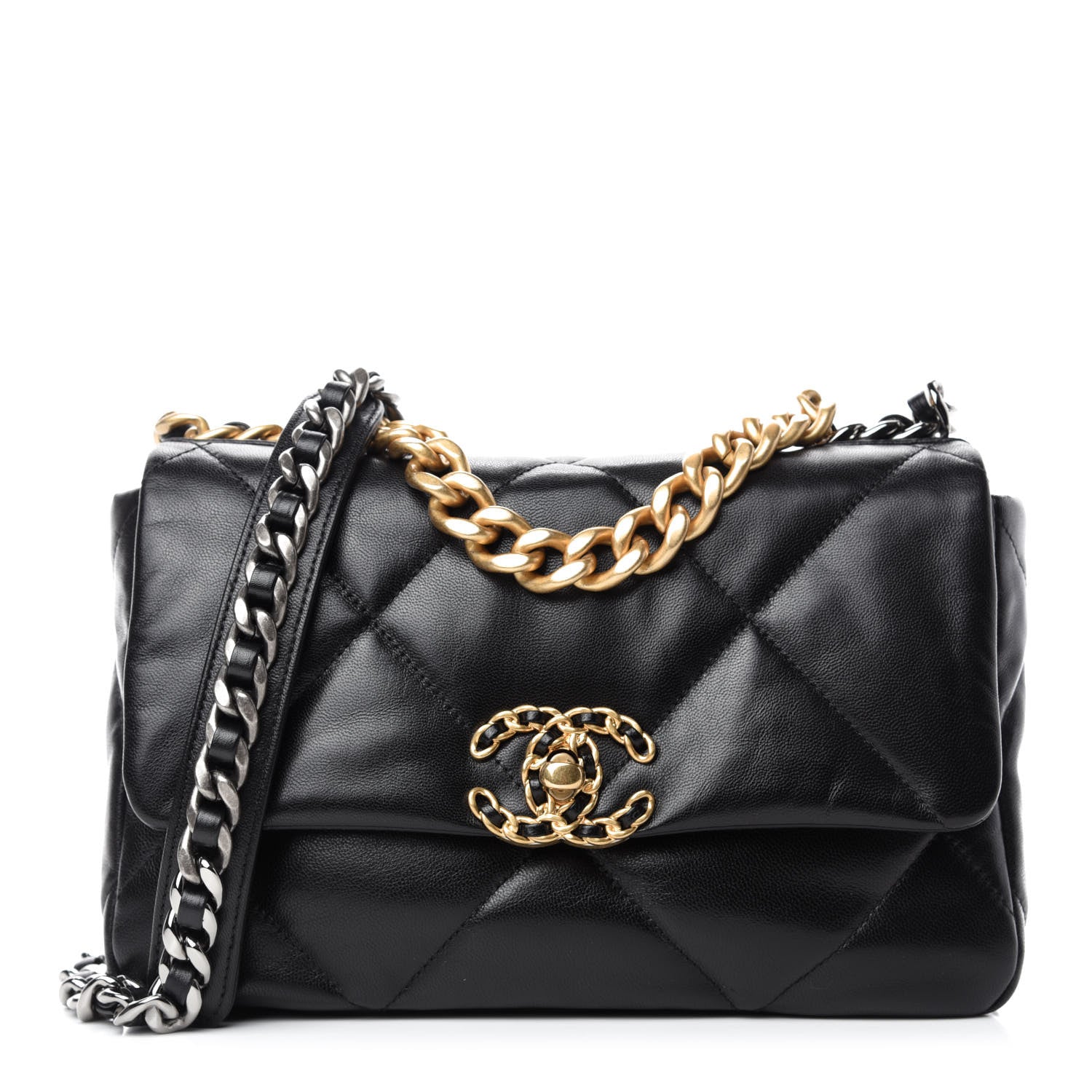 Chanel Goatskin Quilted Medium Chanel 19 Flap Black 1 of 10