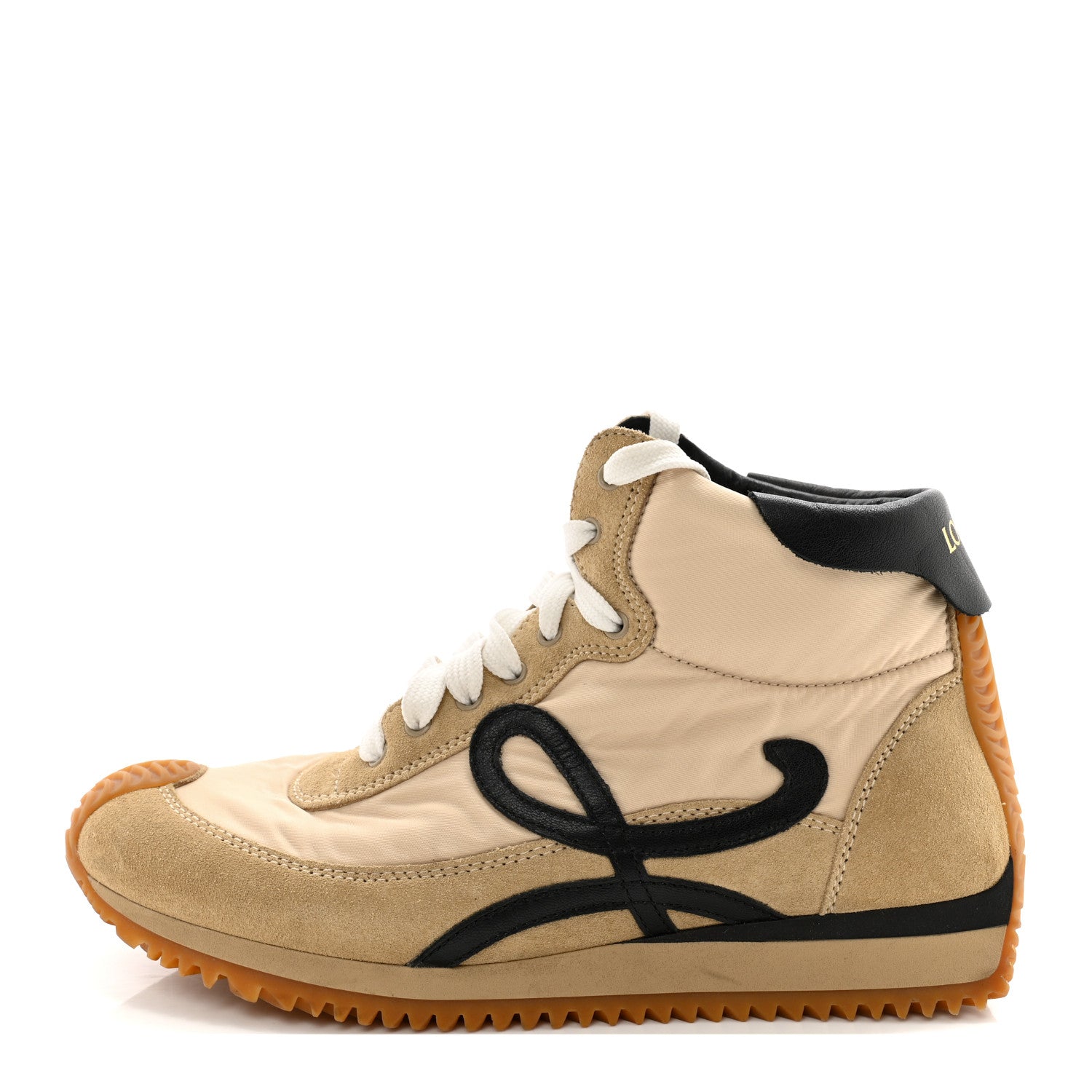 Loewe Nylon Suede Flow Runner High Top Sneakers 37 Gold Black 1 of 12
