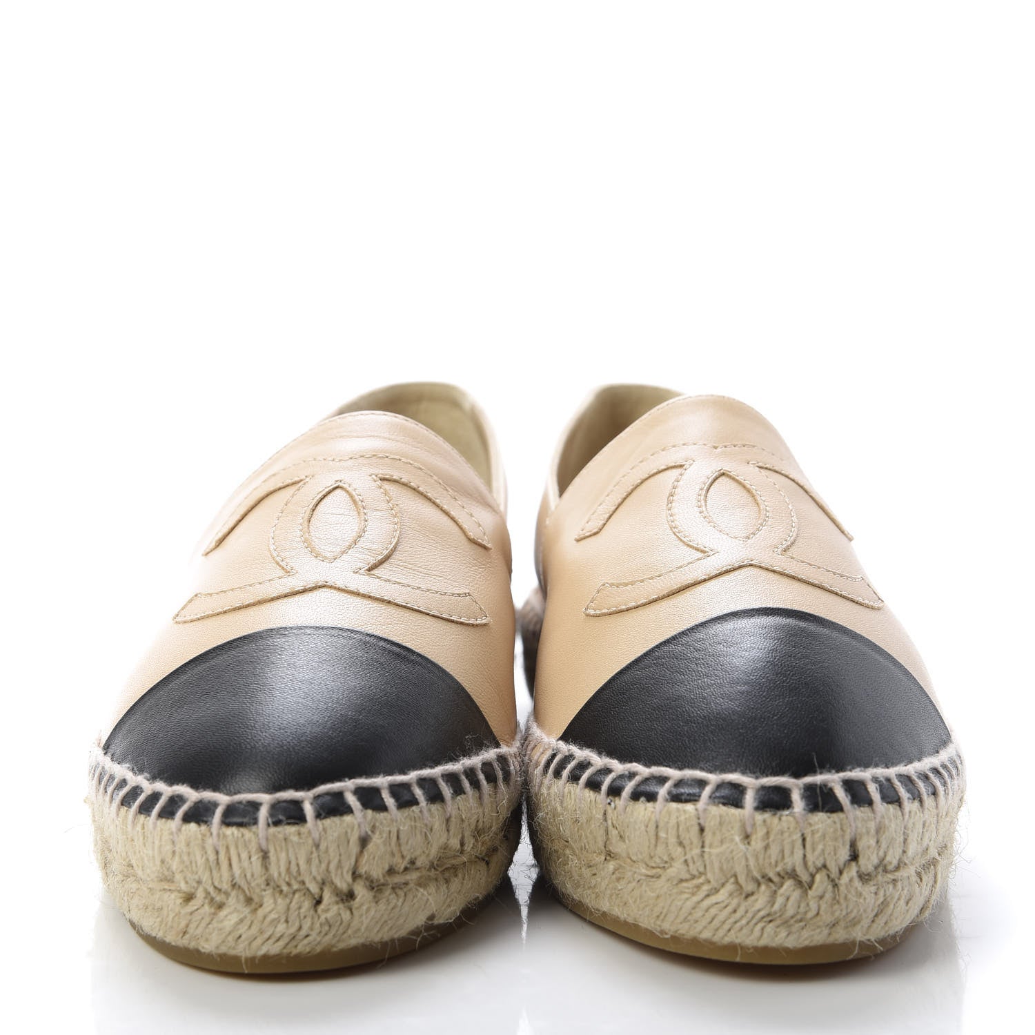 Chanel Lambskin CC Espadrilles 39 Beige Black 2 of 10