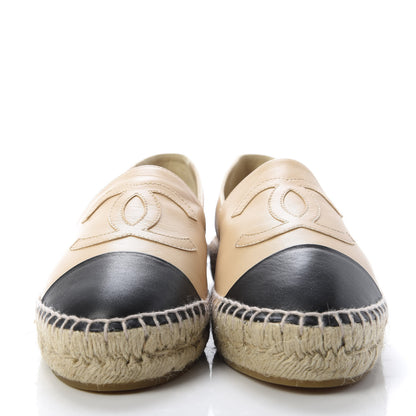 Chanel Lambskin CC Espadrilles 39 Beige Black 2 of 10