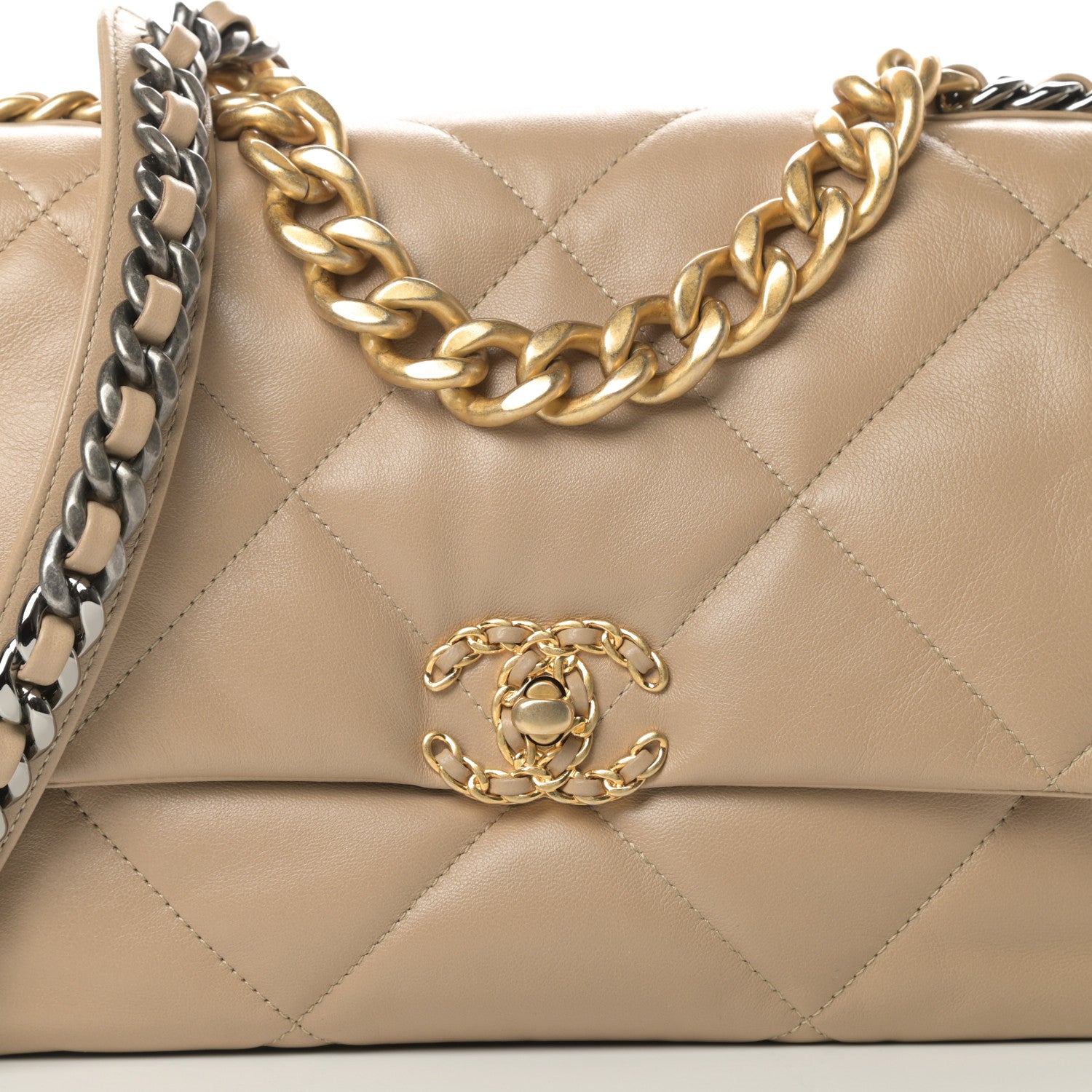 Chanel Lambskin Quilted Large Chanel 19 Flap Dark Beige 8 of 11