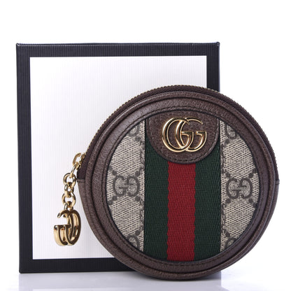 Gucci GG Supreme Monogram Web Ophidia Round Coin Purse Beige New Acero 7 of 7