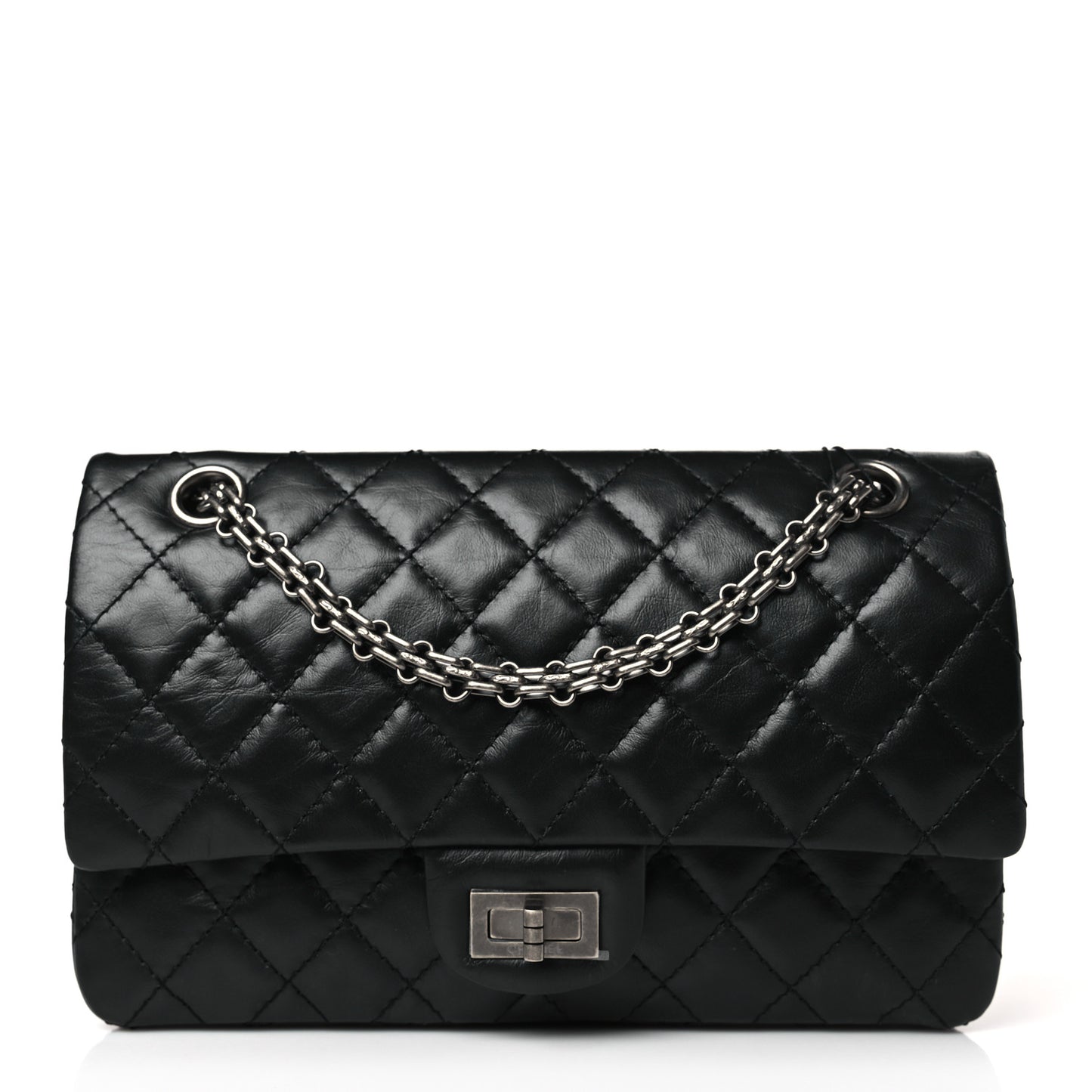 Aged Calfskin Quilted 2.55 Reissue 225 Flap Black