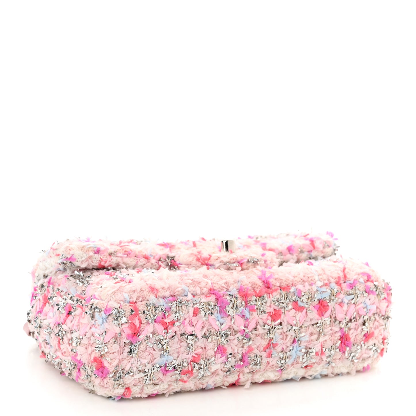 Tweed Quilted Mini Rectangular Flap Light Pink Silver Blue