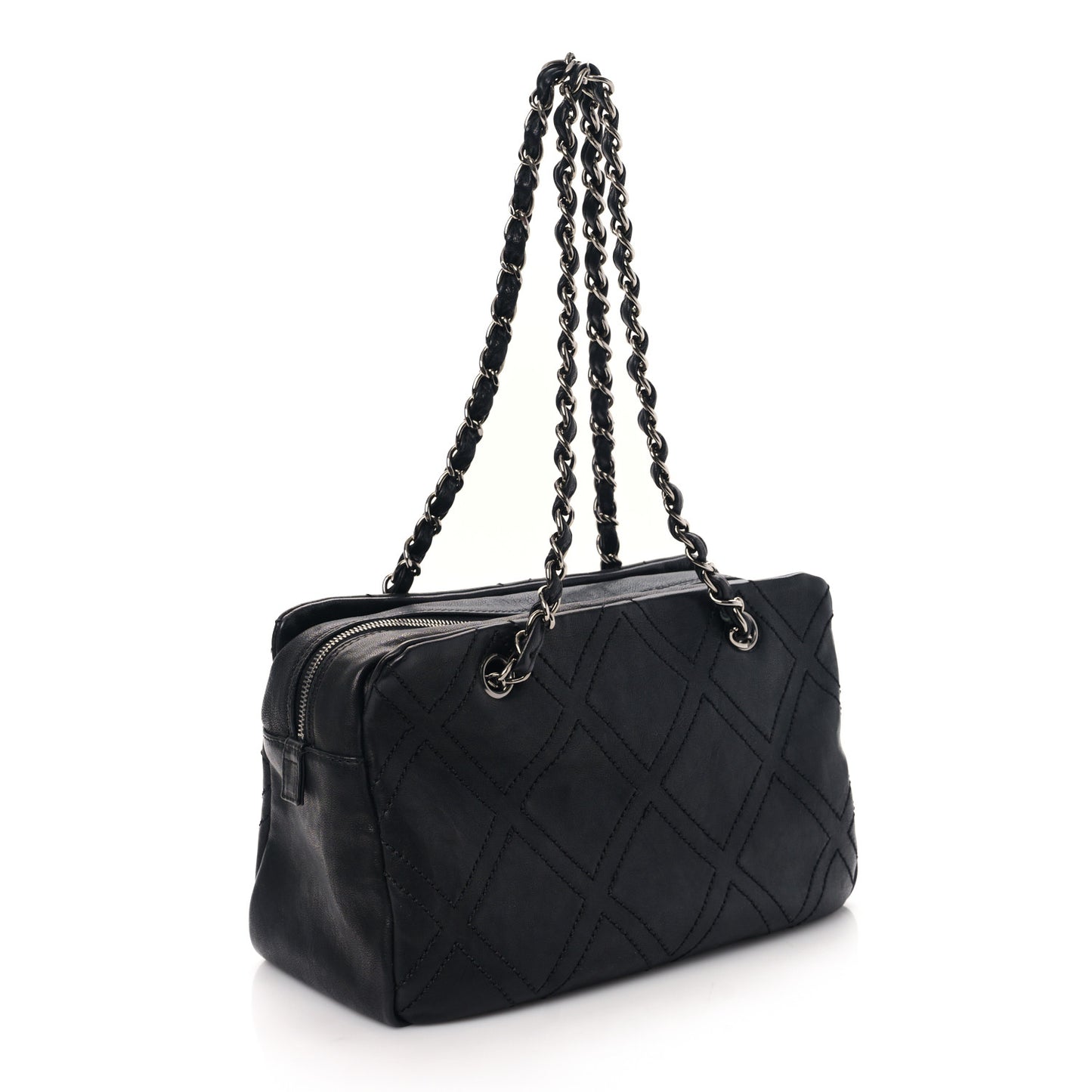 Calfskin Small Diamond Stitch Tote Black