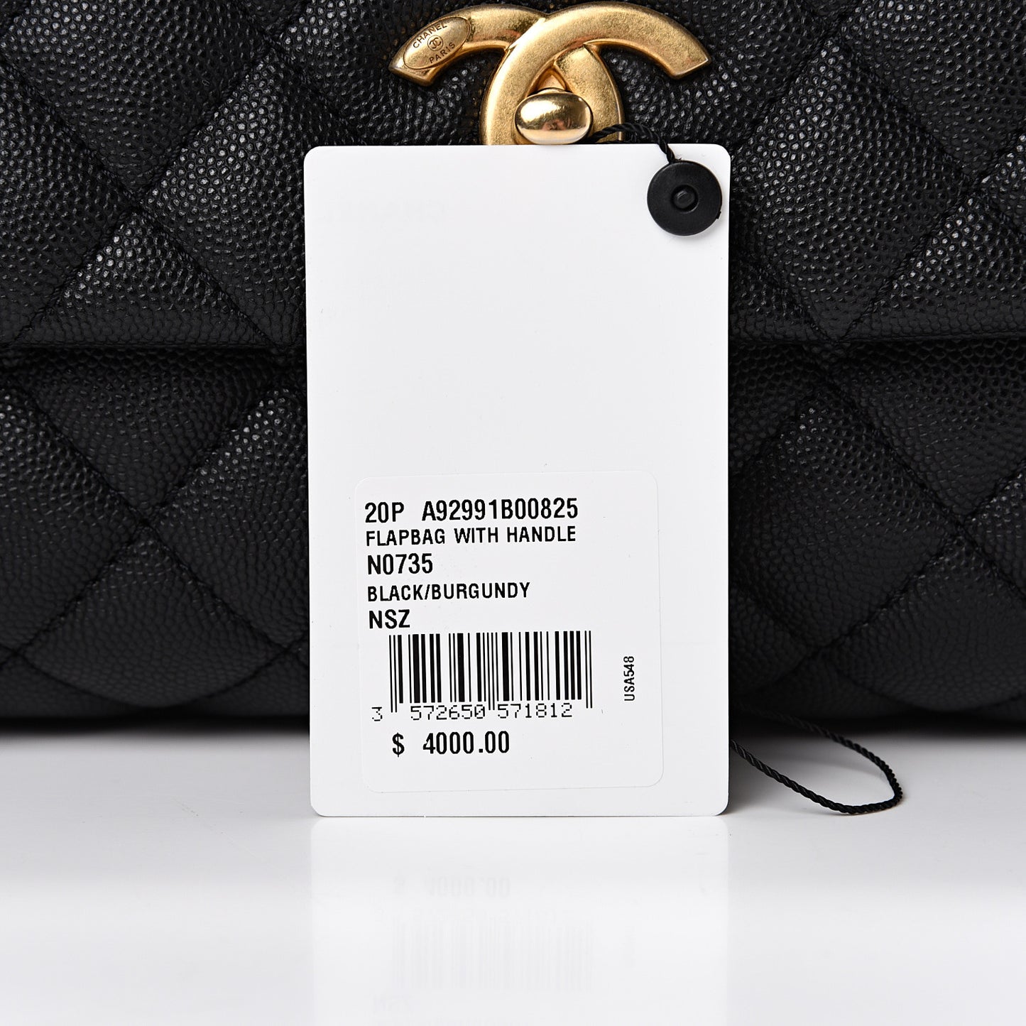 Caviar Lizard Embossed Quilted Small Coco Handle Flap Black