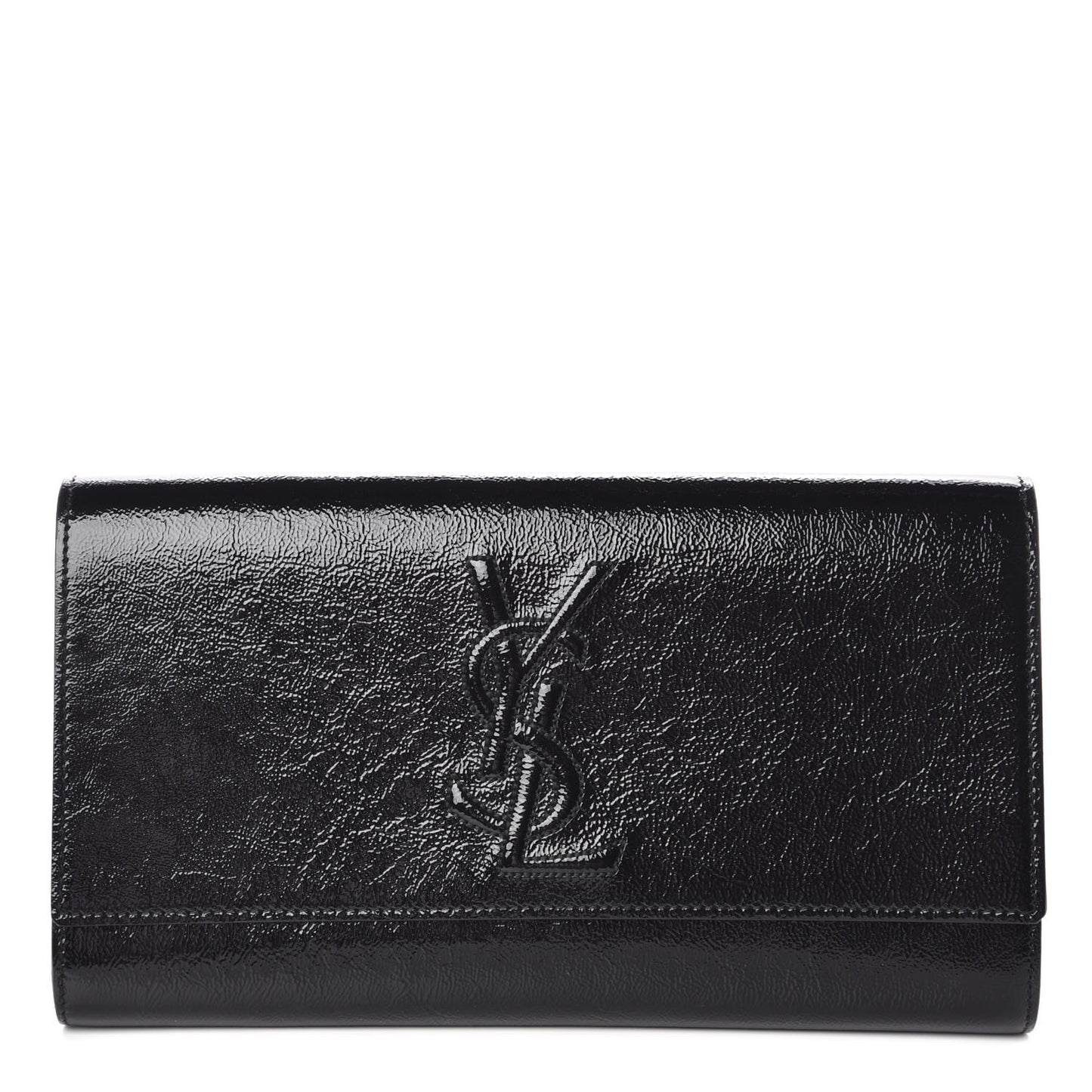 Textured Patent Monogram Large Belle De Jour Clutch Black