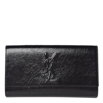 Saint Laurent Textured Patent Monogram Large Belle De Jour Clutch Black 1 of 9