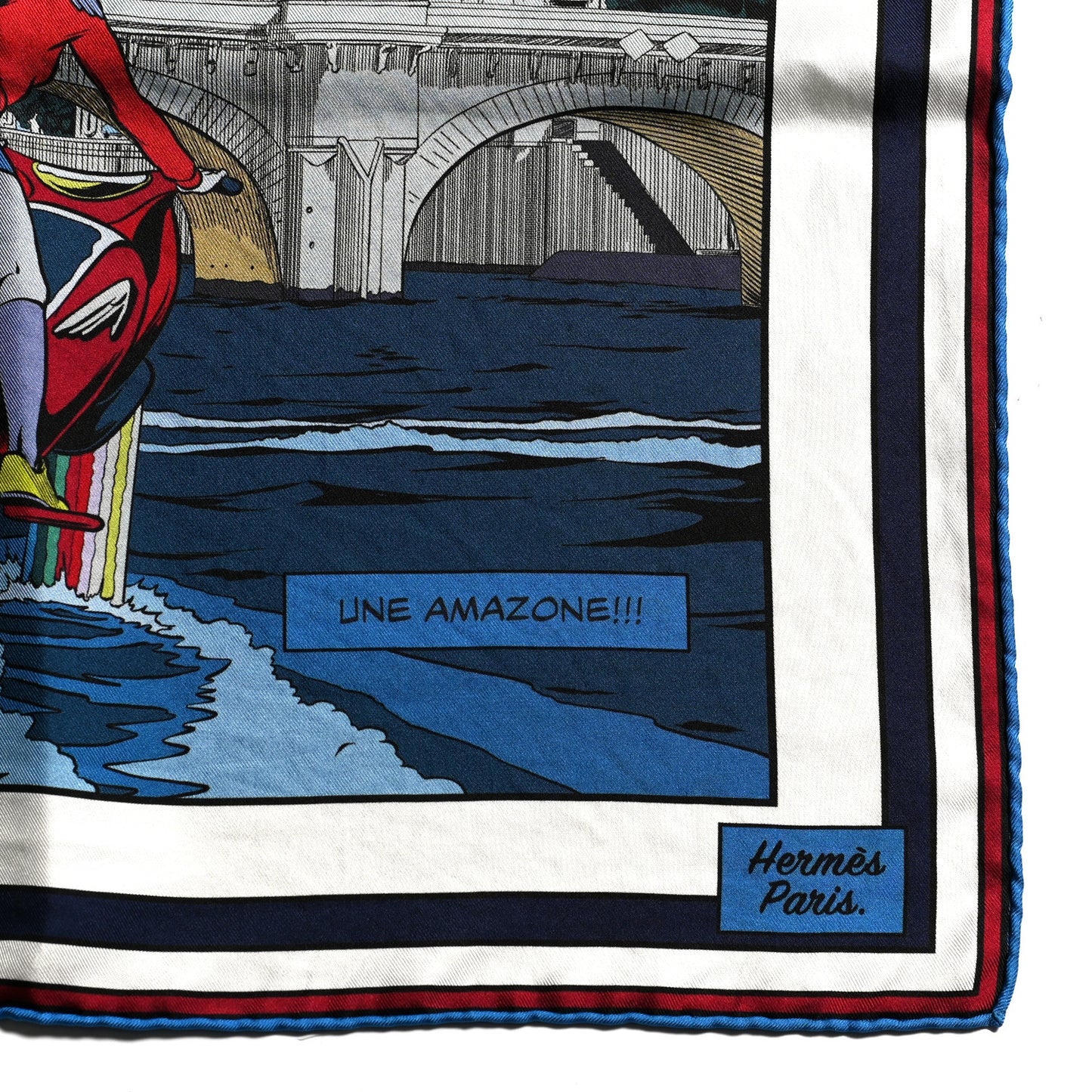 Silk Carre Wow Double Face Scarf 90 Bleu Vert Bleu Dur