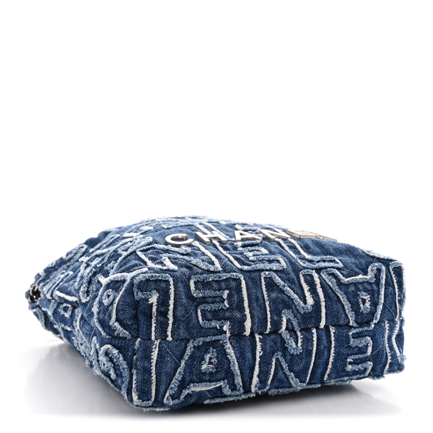 Denim Patchwork Quilted Mini Chanel 22 Blue