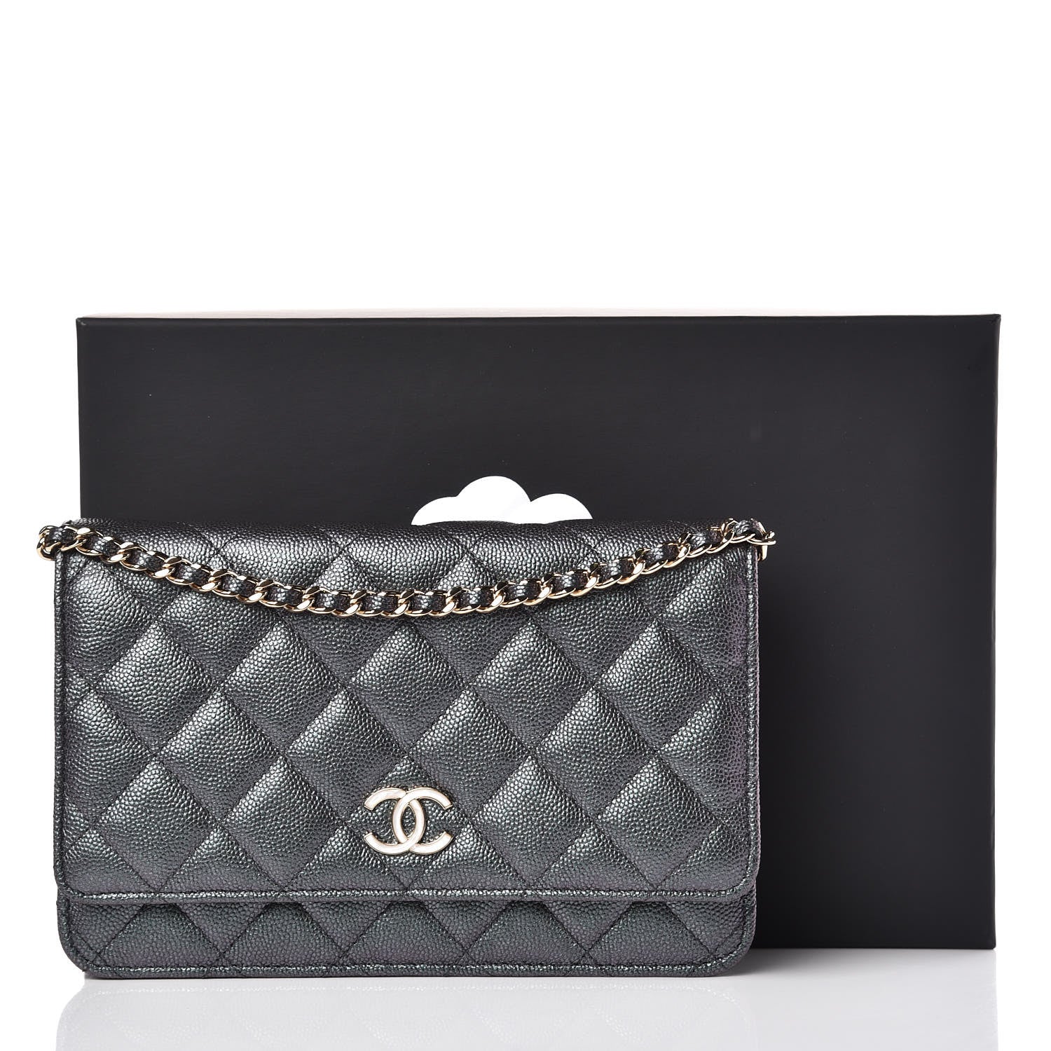 Chanel Iridescent Caviar Quilted Wallet On Chain WOC Black 12 of 12