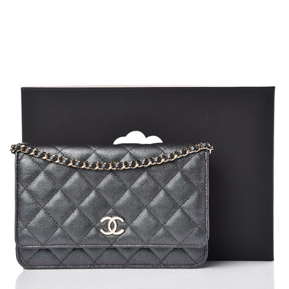 Chanel Iridescent Caviar Quilted Wallet On Chain WOC Black 12 of 12