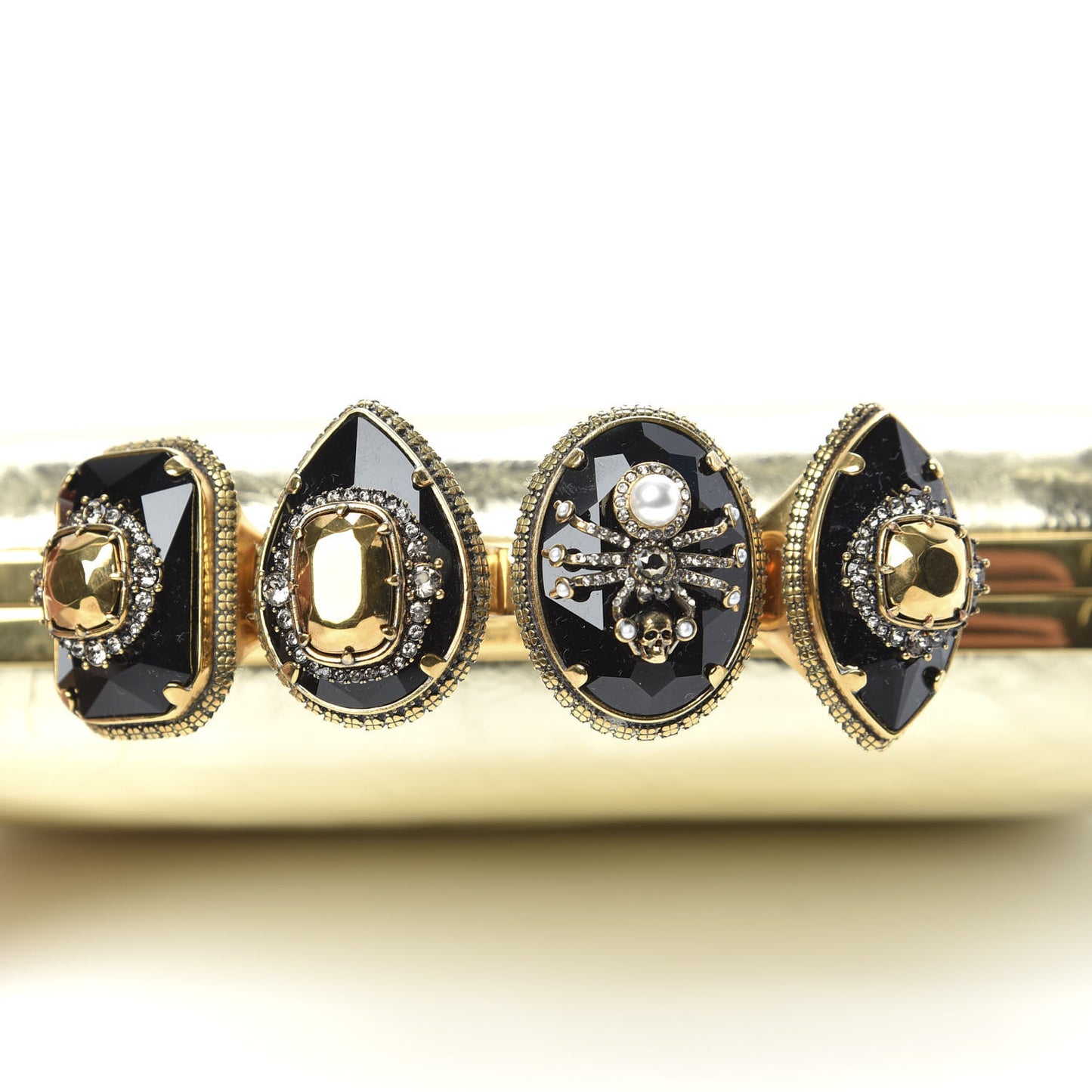 Nappa Spider Knuckle Box Clutch Gold