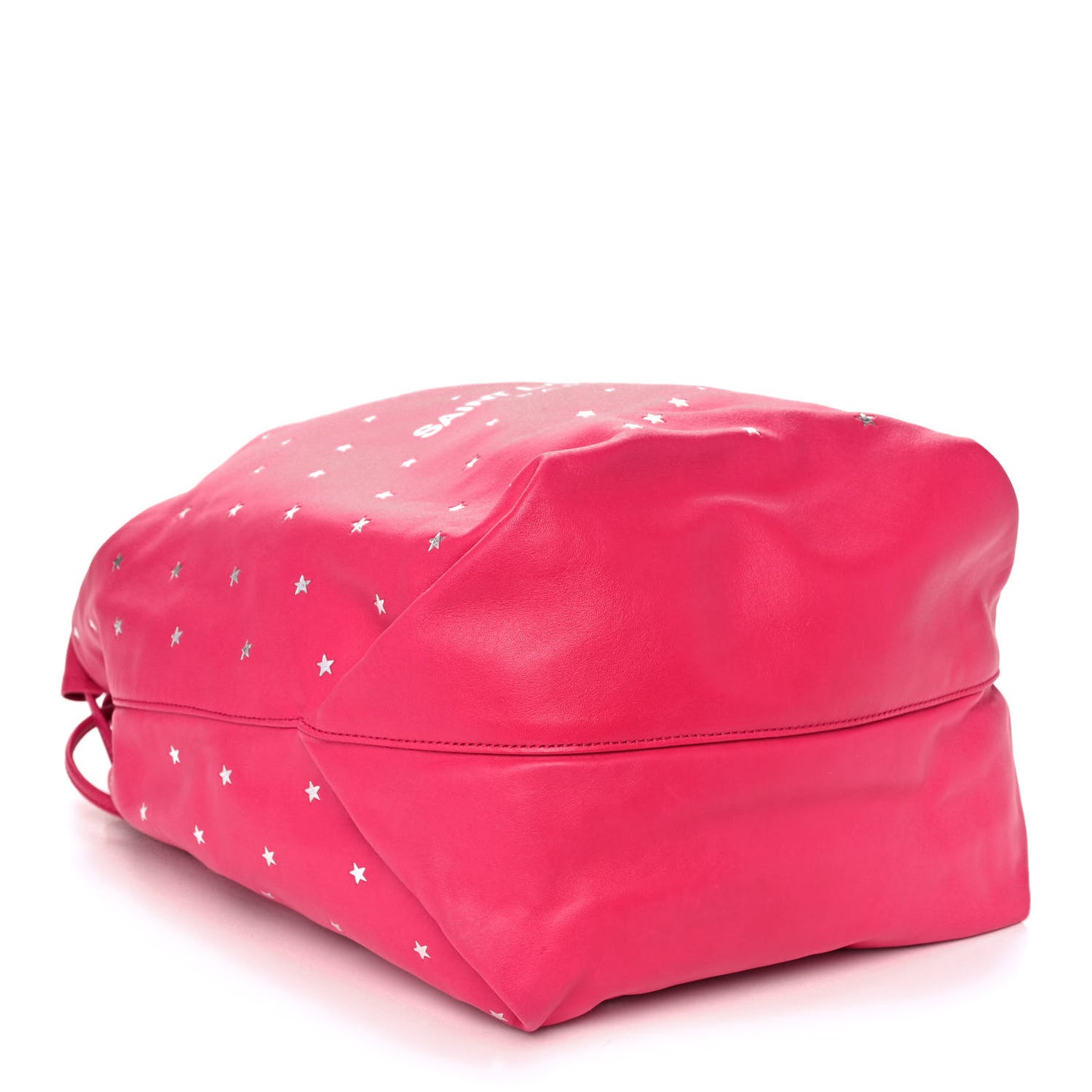 Lambskin Star Printed Teddy Drawstring Bag Fuchsia