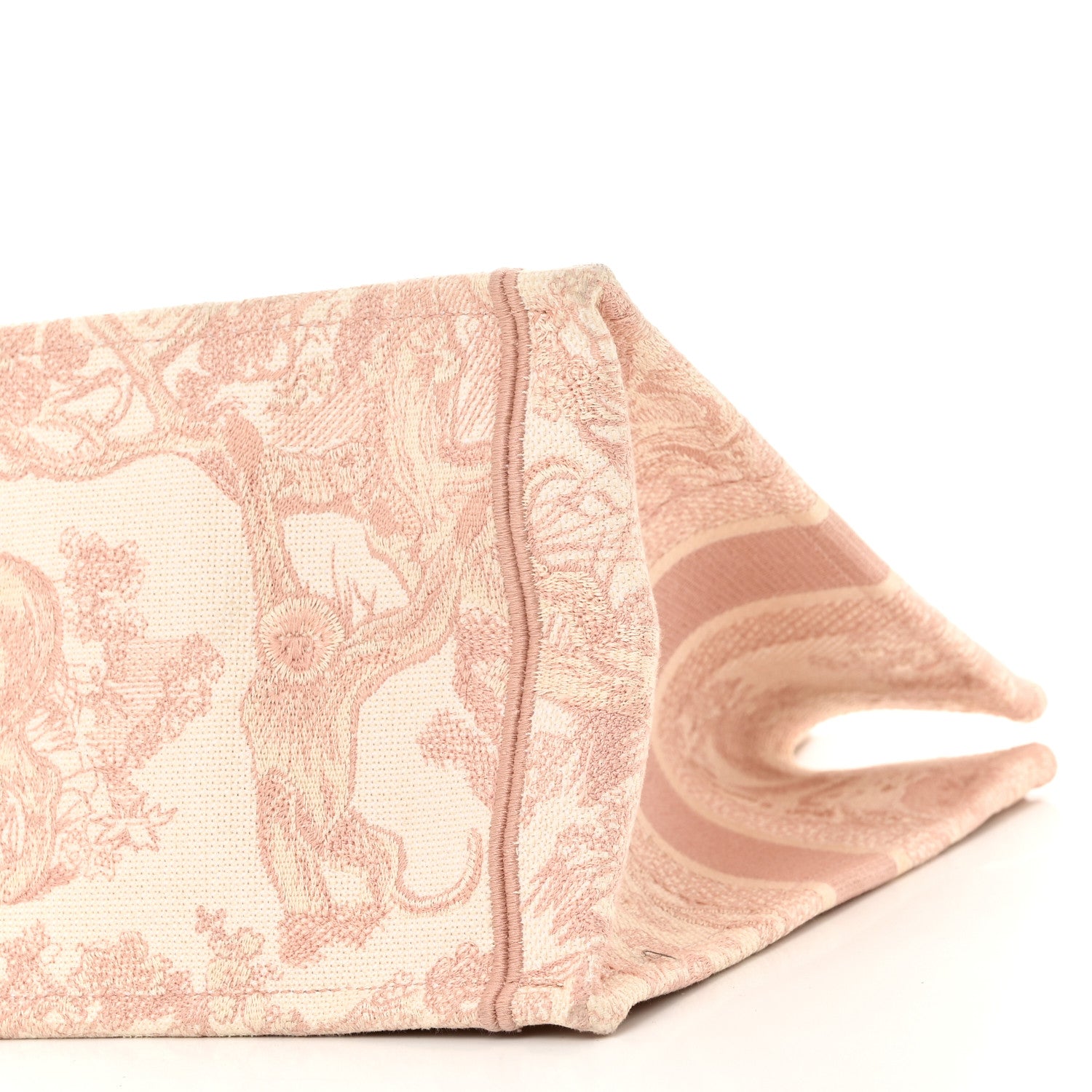 Christian Dior Canvas Embroidered Medium Dioriviera Toile De Jouy Book Tote Rose 9 of 10