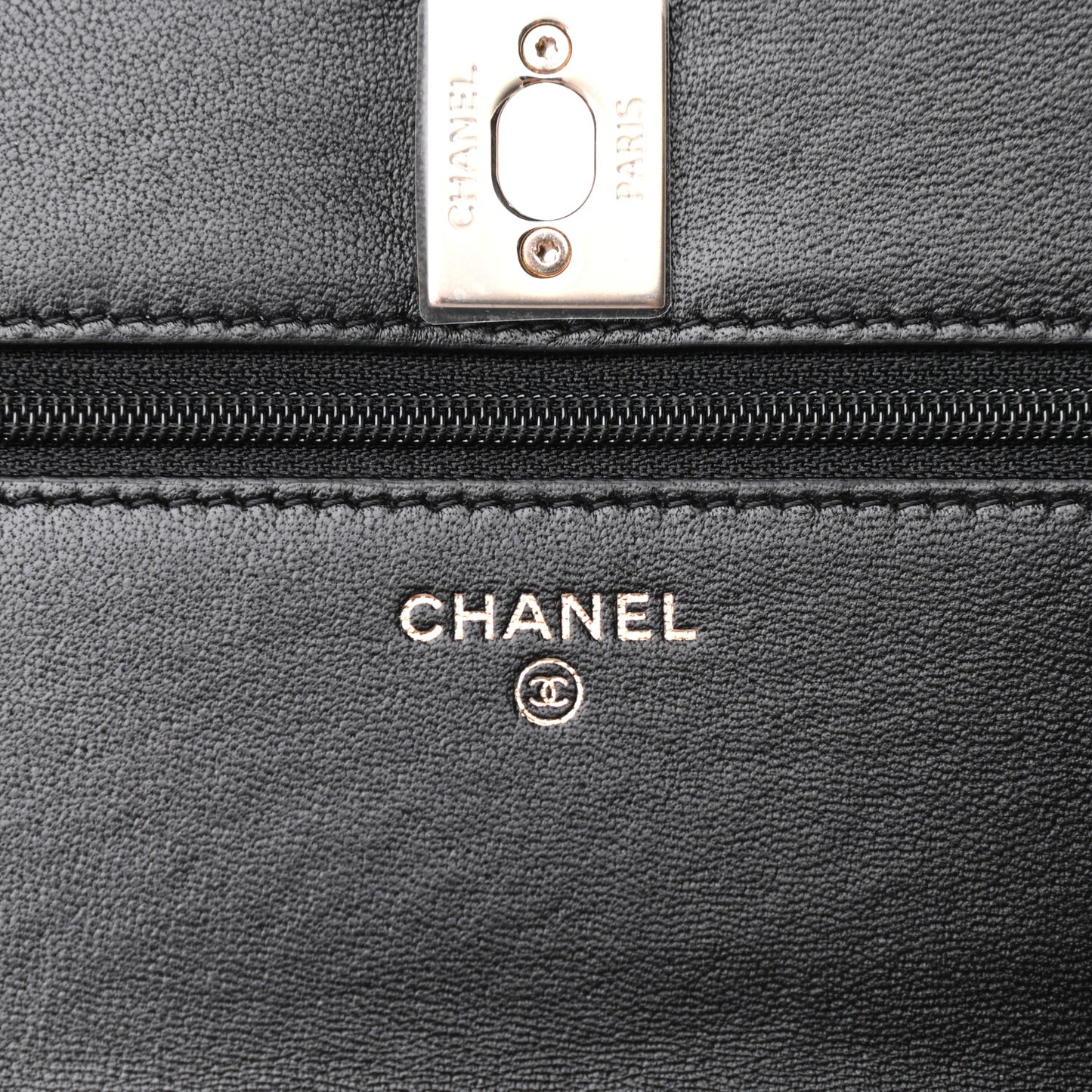 Lambskin Quilted Trendy CC Wallet On Chain WOC Black