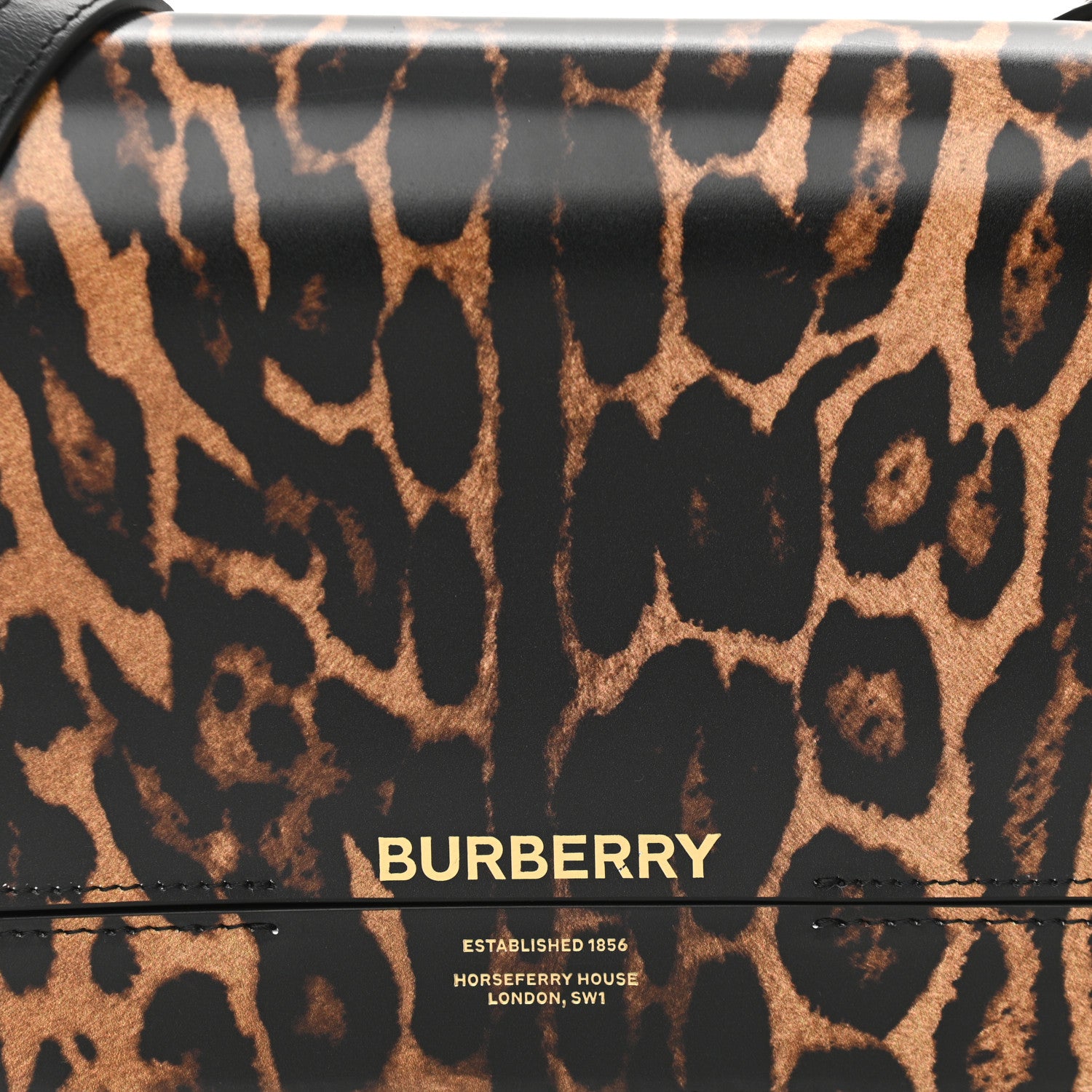 Burberry Calfskin Leopard Small Grace Bag Black 6 of 10