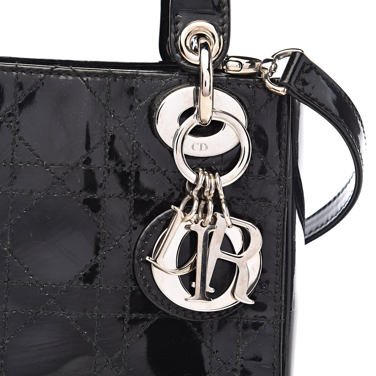 Patent Cannage Mini Lady Dior Black