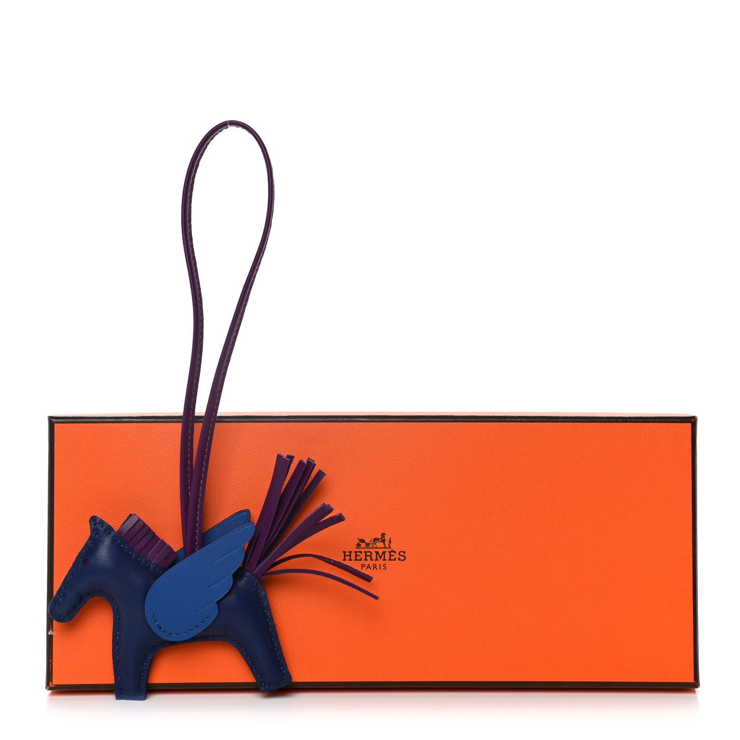 Hermes Milo Lambskin Grigri Rodeo Pegase Horse Bag Charm PM Bleu Saphir Violet Bleu France 6 of 6
