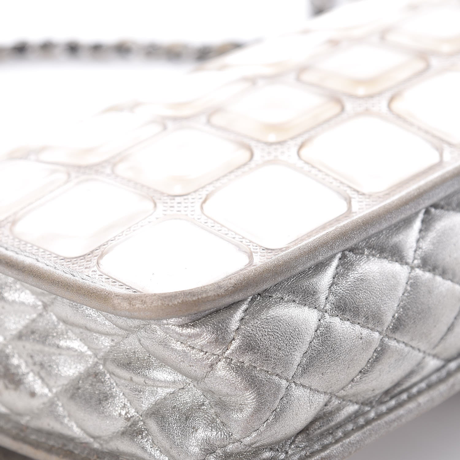 Chanel Vinyl Large Ice Cube Flap Silver 14 of 15