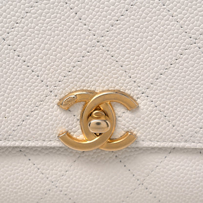 Chanel Caviar Diamond Stitched Small Top Handle Flap White 17 of 18