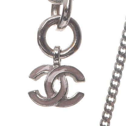 Chanel Enamel Crystal CC Camellia Pendant Necklace Silver 6 of 7