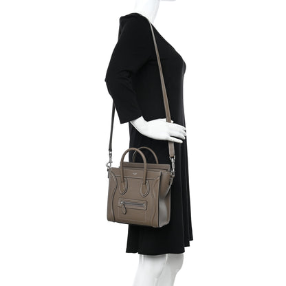 Celine Drummed Calfskin Nano Luggage Souris 2 of 10
