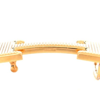 Hermes Brass Gold Plated 32mm Strie H Belt Buckle Gold 5 of 6