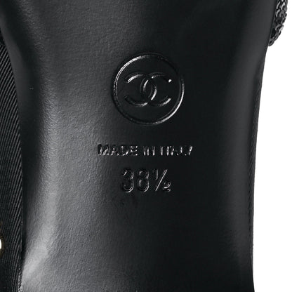 Chanel Sequin Grosgrain Cap Toe CC Ankle Strap Sandals 38.5 Black 5 of 8