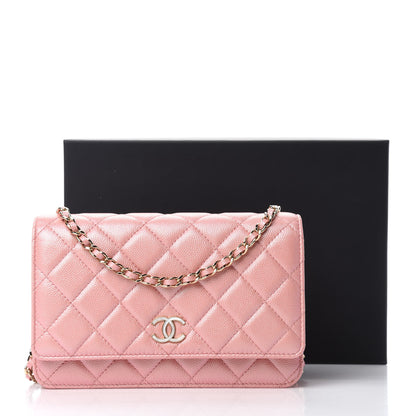 Chanel Iridescent Caviar Quilted Wallet on Chain WOC Rose Pink 13 of 13