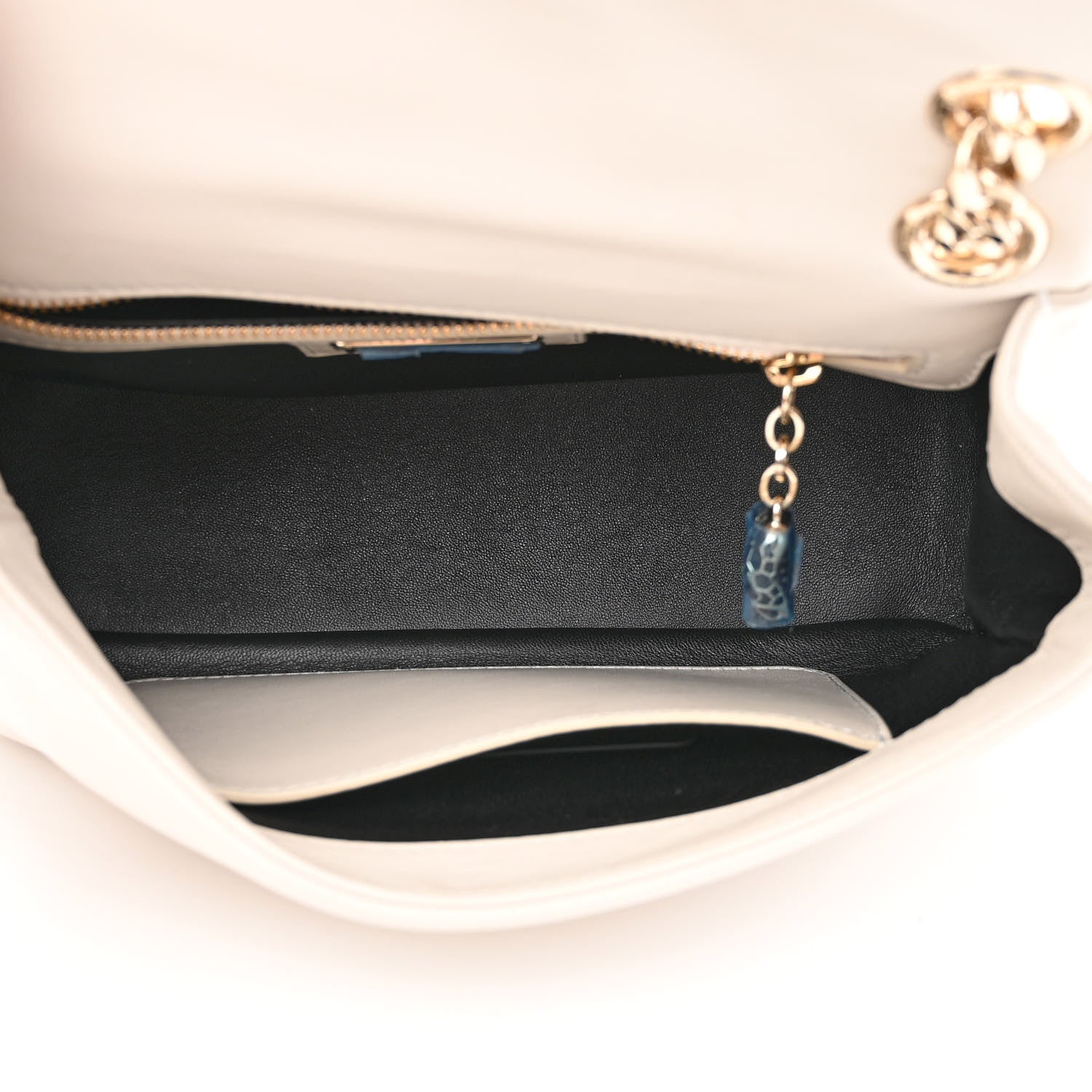 Bulgari Calfskin Matelasse Small Serpenti Cabochon Shoulder Bag White 5 of 12