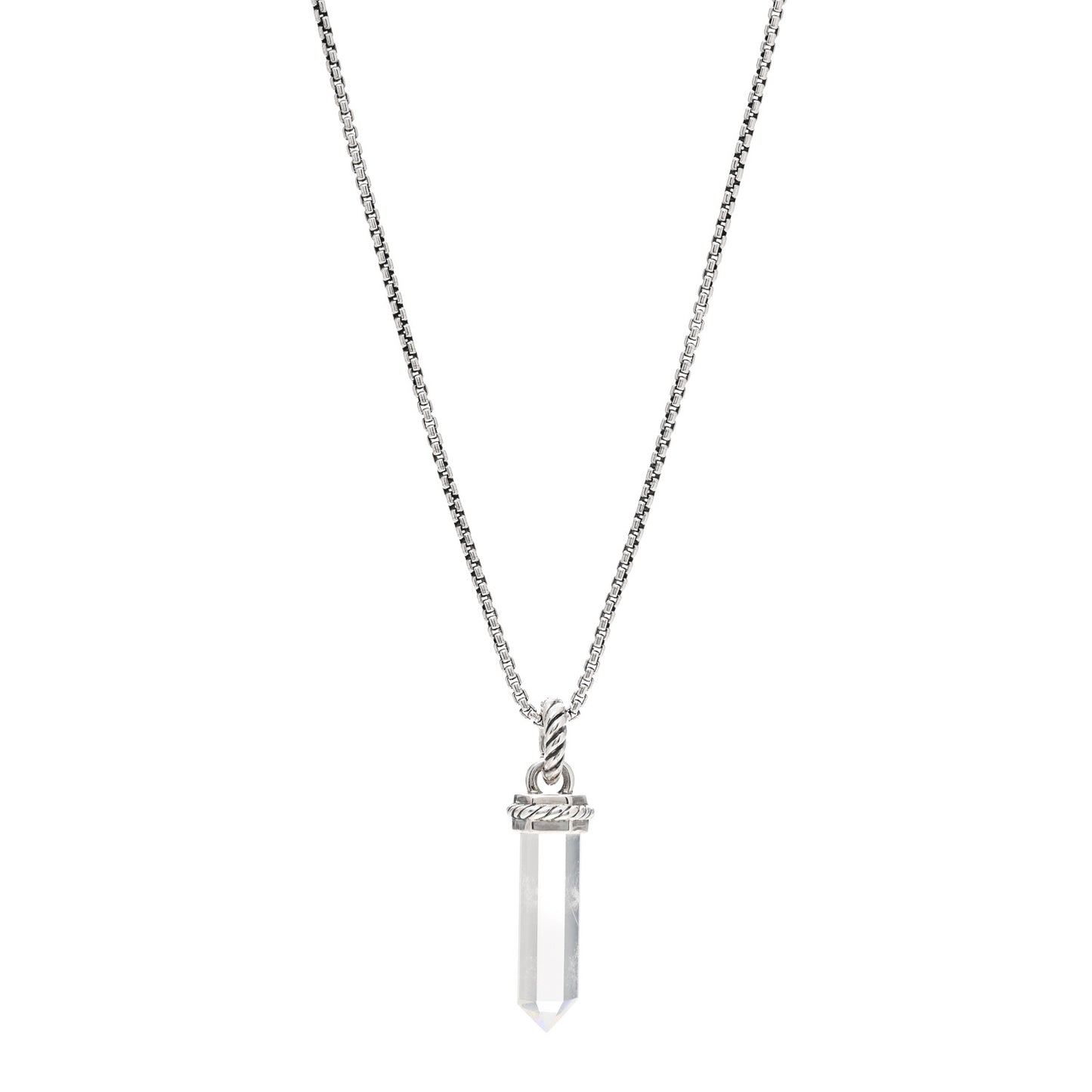 Sterling Silver 14K Yellow Gold Rock Crystal Enhancer Pendant Necklace
