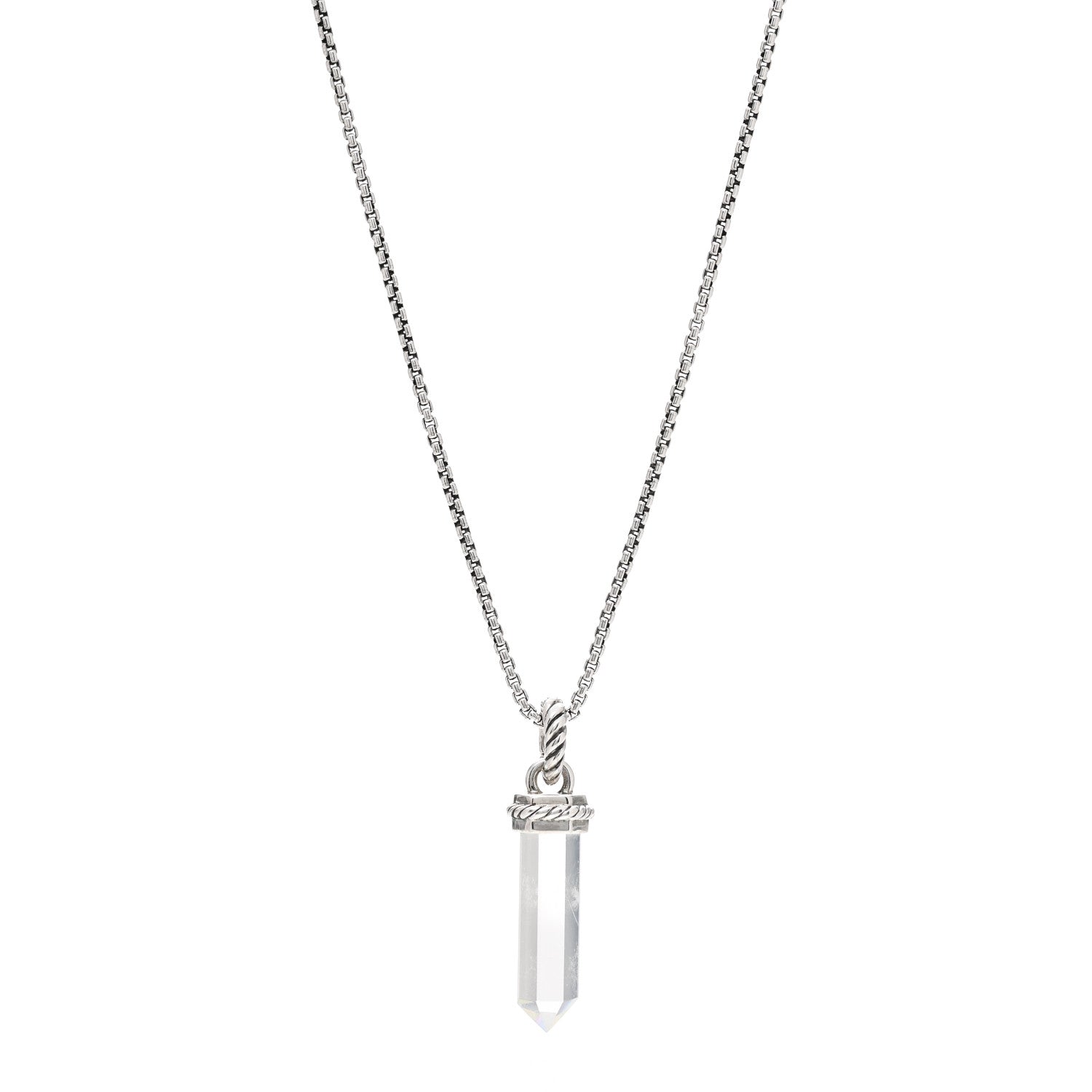 David Yurman Sterling Silver 14K Yellow Gold Rock Crystal Enhancer Pendant Necklace 1 of 4