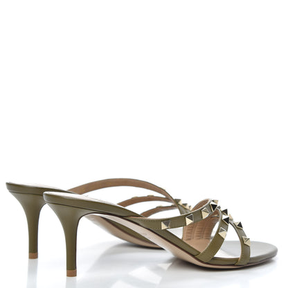 Valentino Garavani Calfskin Rockstud 60mm Slide Sandals 38.5 Lichen 4 of 9
