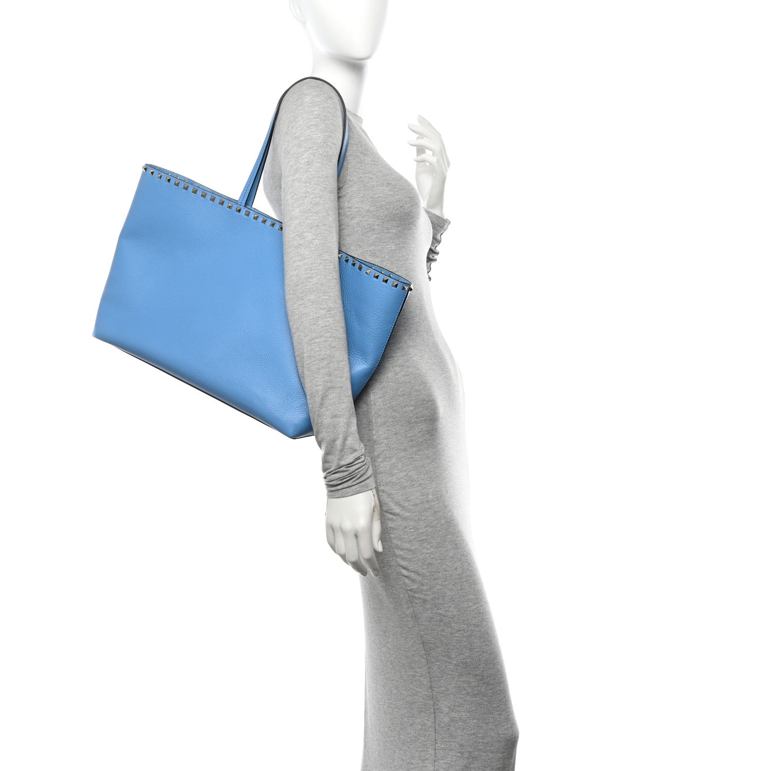 Valentino Garavani Grained Calfskin Rockstud Shoulder Tote Niagara 2 of 9