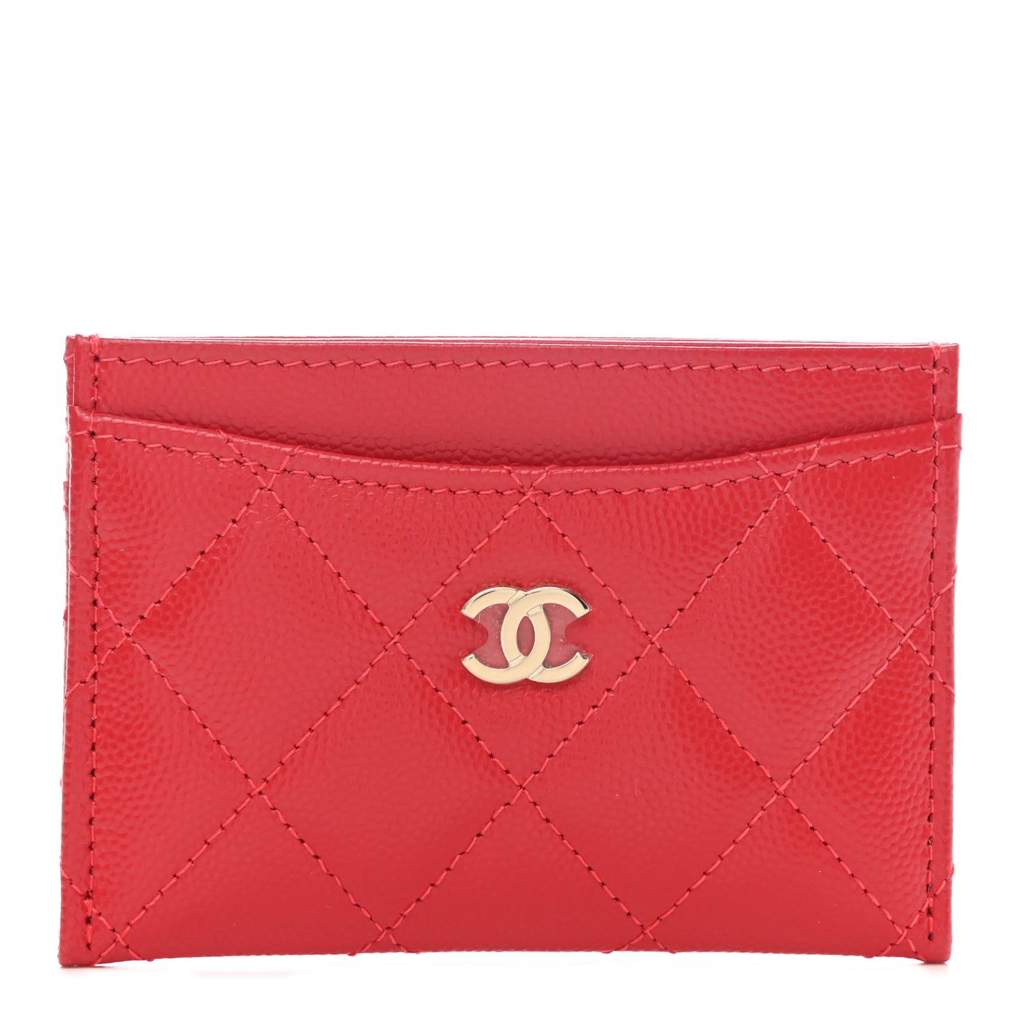 Caviar Quilted Card Holder Red