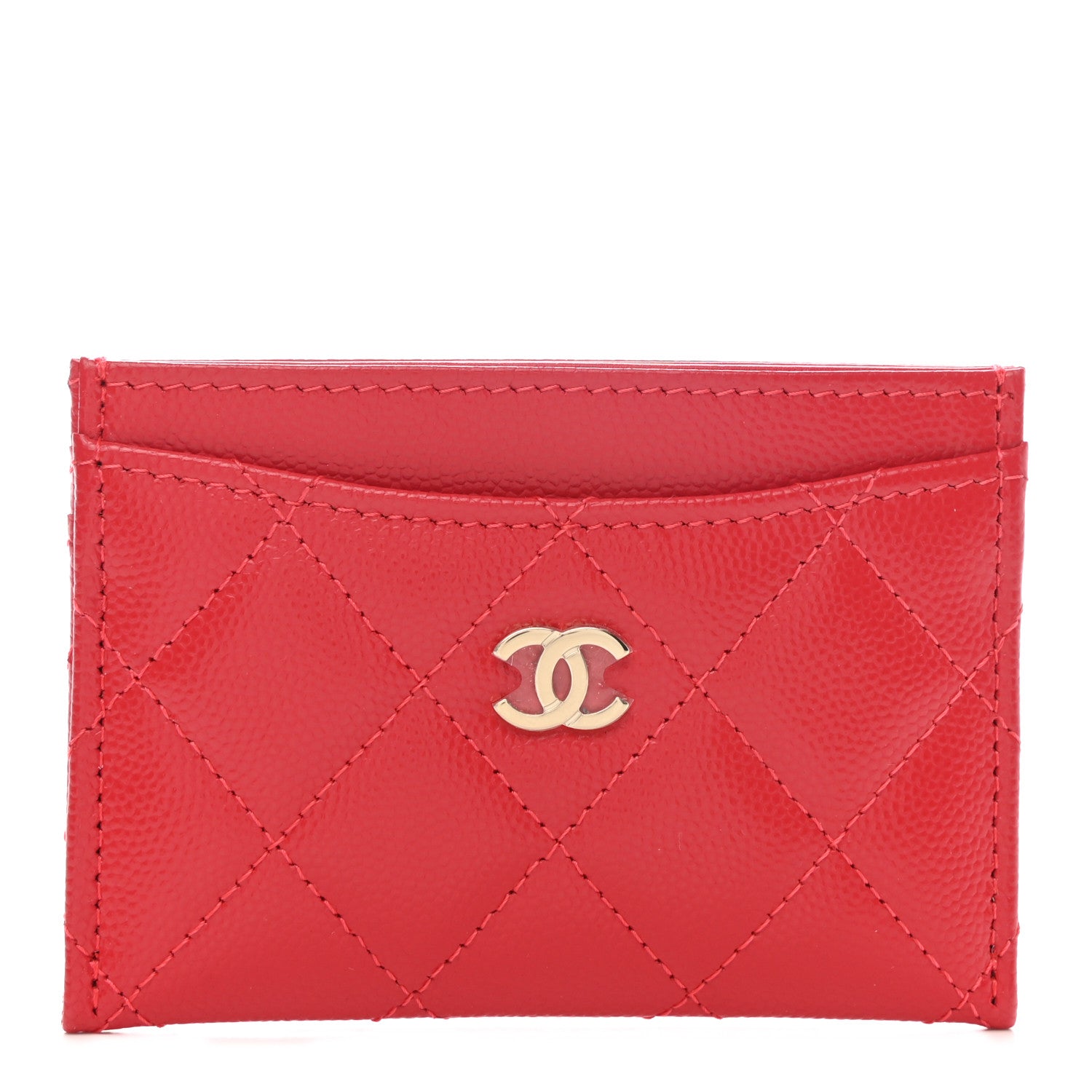 Chanel Caviar Quilted Card Holder Red 1 of 9