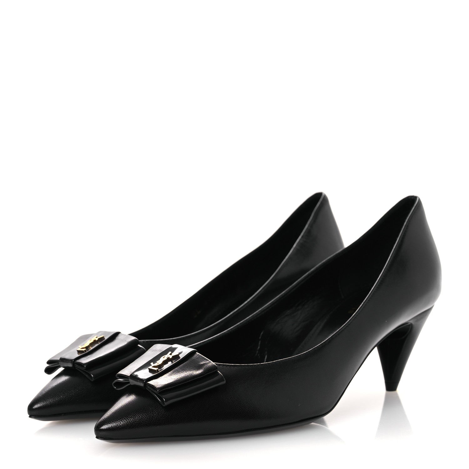 Saint Laurent Belfagor Bow Anais 55 Pumps 37 Black Navy 4 of 11