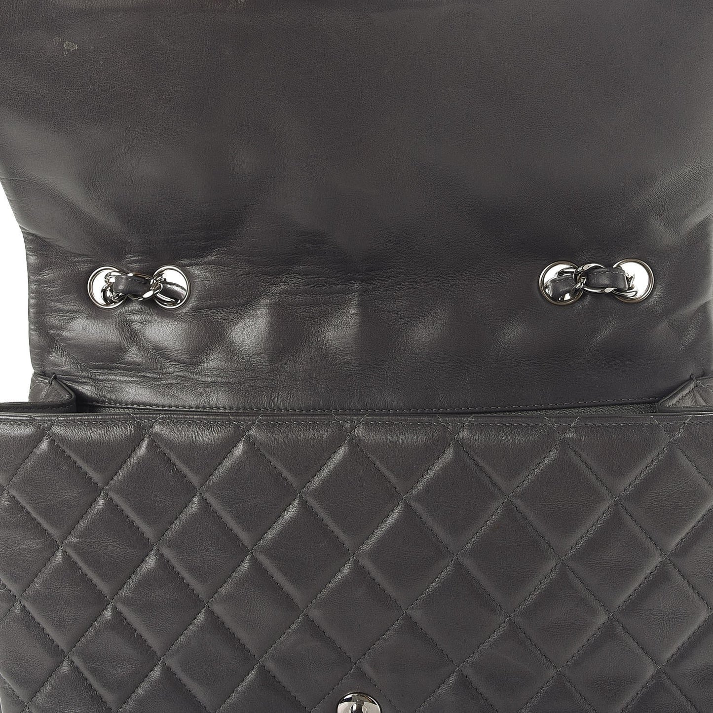 Lambskin Quilted Jumbo Single Flap Dark Grey